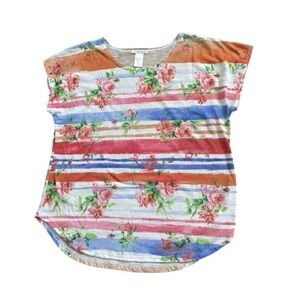 NorthStyle Floral Stripe Short Sleeve Top